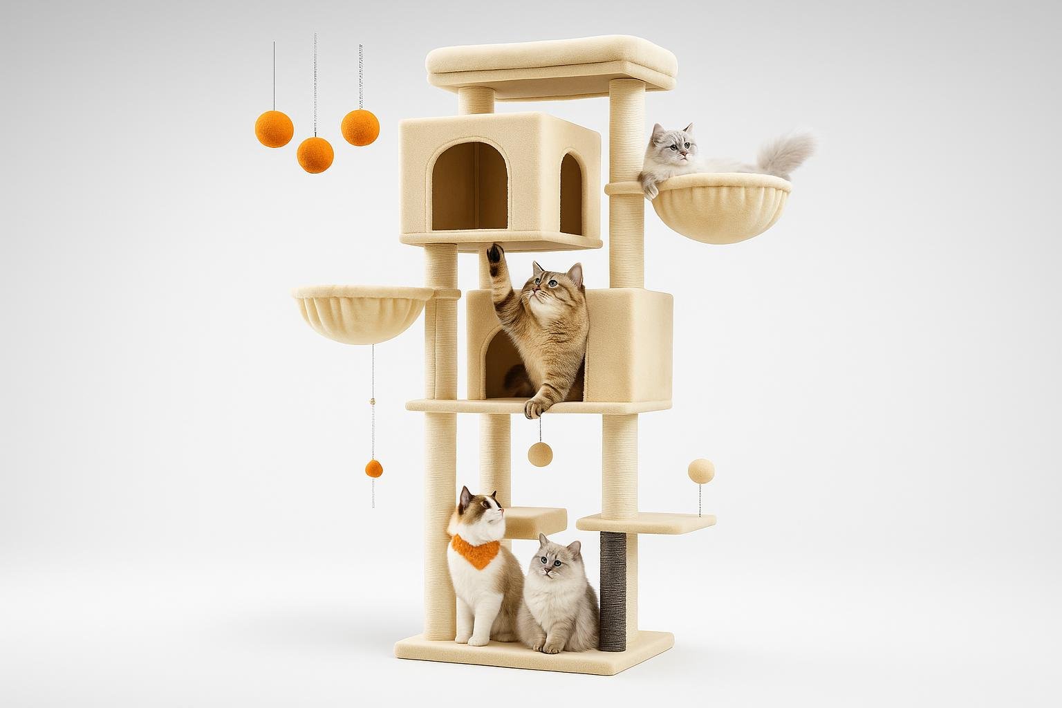 Feandrea albero per gatti grande da 175 cm, palestra completa per arrampicate e relax indoor