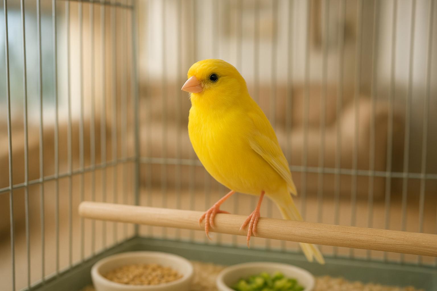 Primo canarino in appartamento: come allestire gabbia, alimentazione e routine di canto