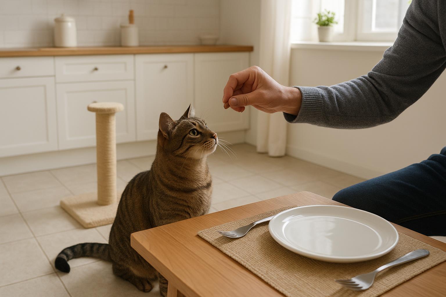 Gatto che ruba il cibo dal tavolo: come correggere il comportamento senza stress