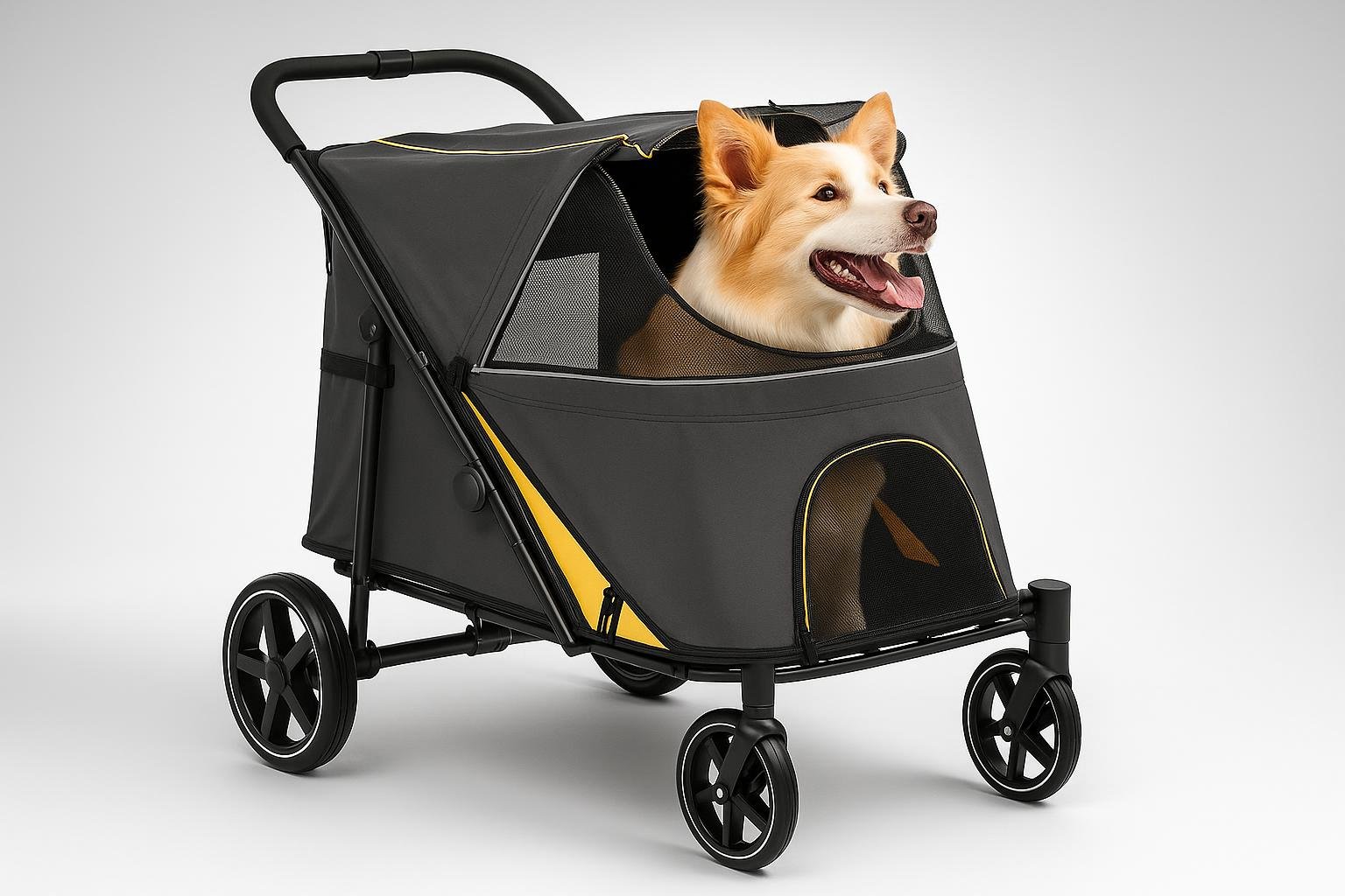 PawHut passeggino per cani grandi e medi, comfort e sicurezza per le passeggiate in città