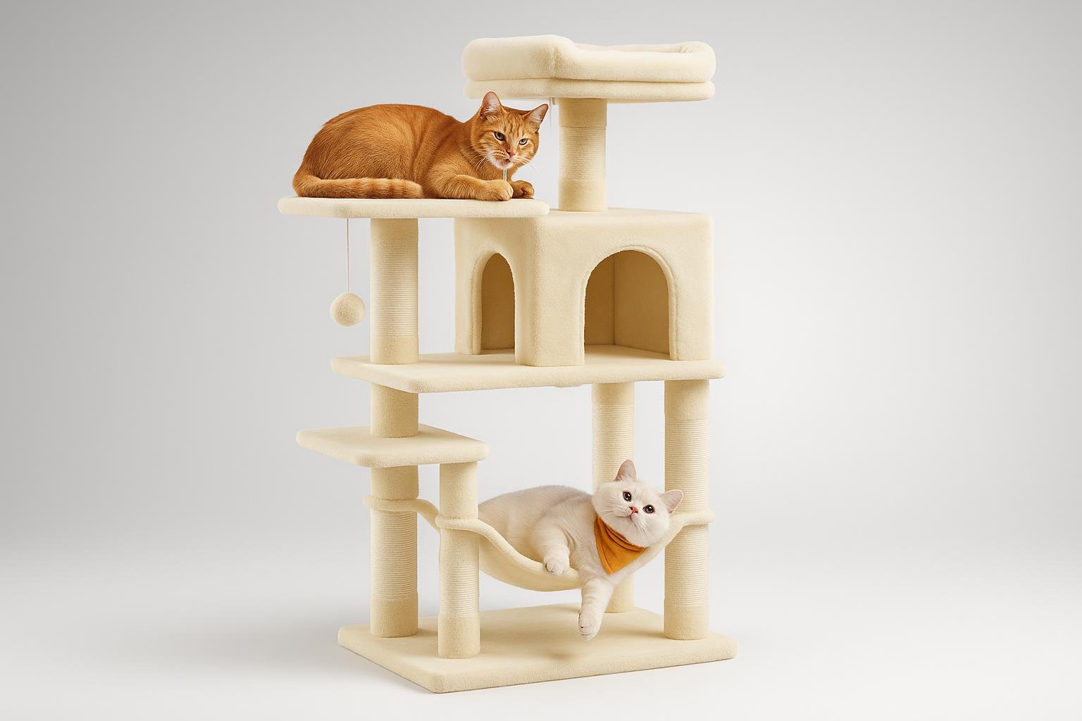 Feandrea albero per gatti da 112 cm, tiragraffi compatto per case piccole ma ricche di stimoli