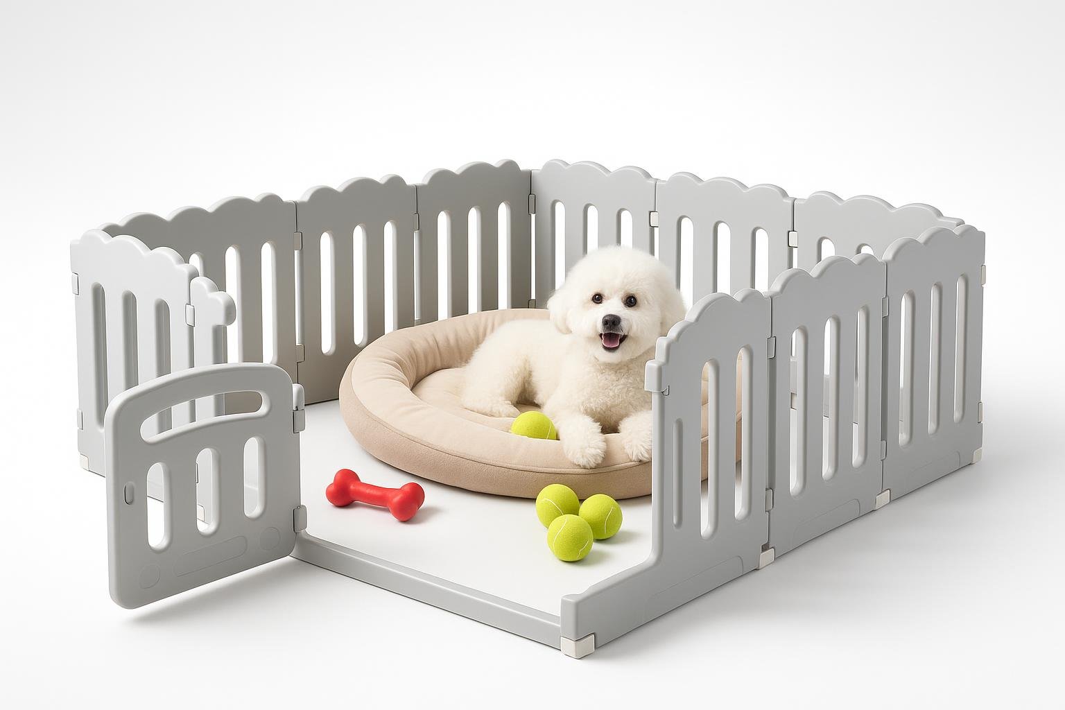 Recinto modulare MAMIZO, box in plastica per cani e gatti da usare in casa e in giardino