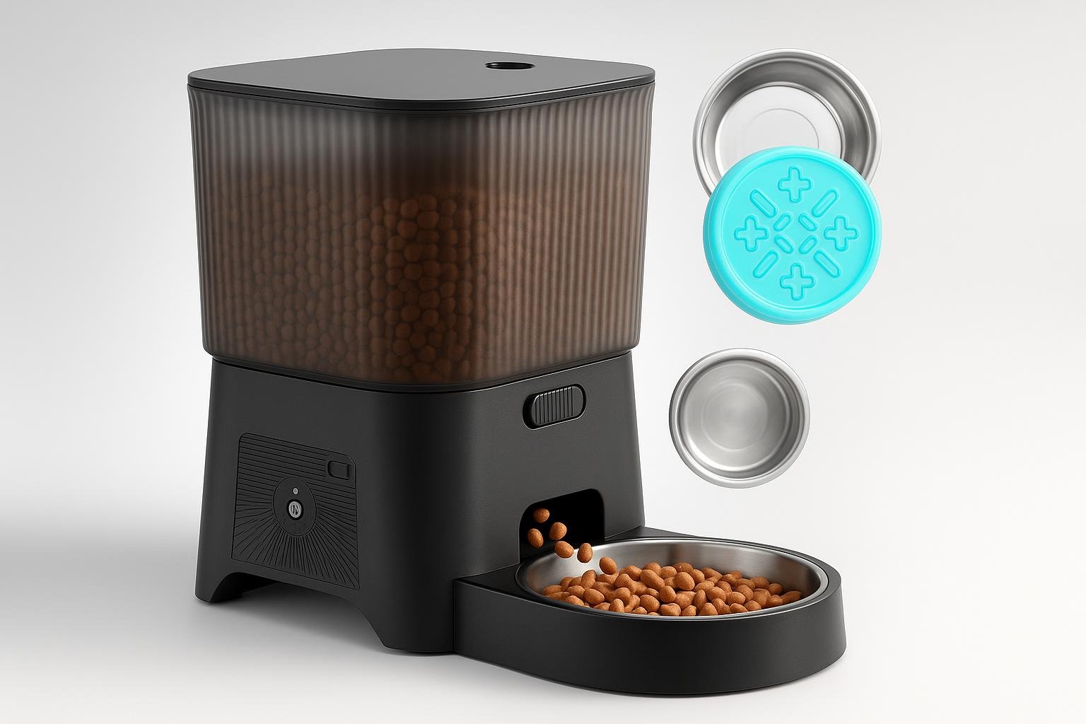 Distributore automatico HoneyGuaridan per gatti con WiFi in offerta: pasti programmati e ciotola slow feeder