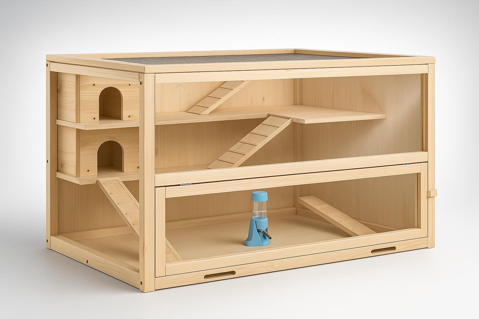 PawHut casetta in legno a 3 livelli per criceti, la maxi casa trasparente per piccoli roditori in offerta su Amazon