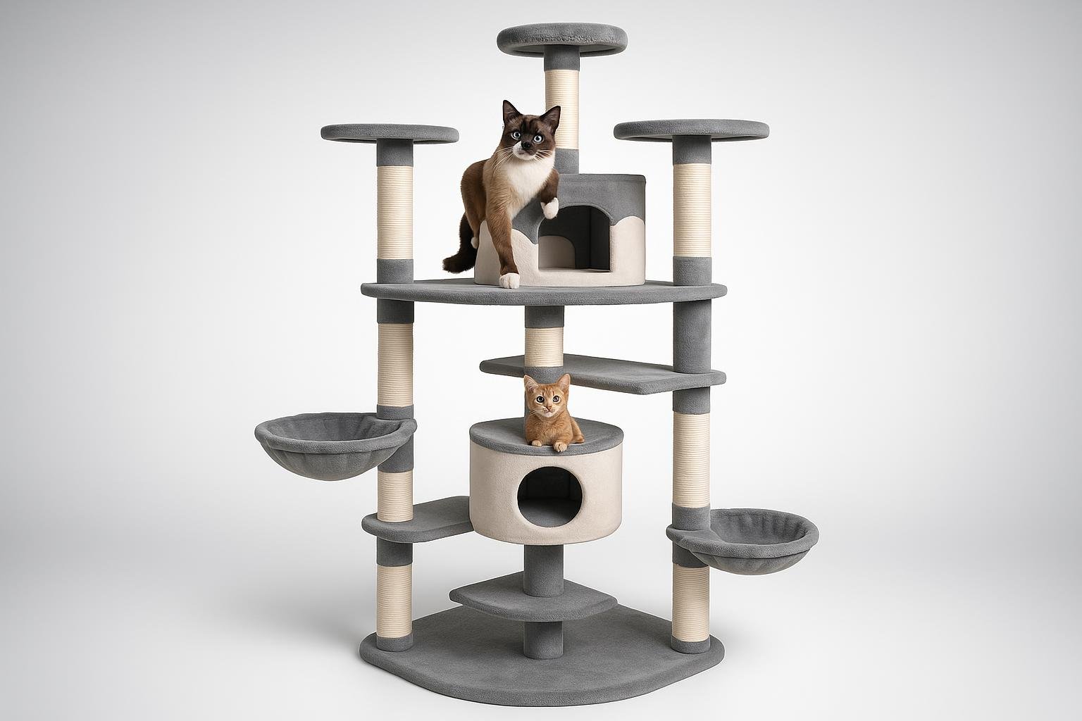 Tiragraffi tectake da 201 cm con doppia casetta e amaca, albero extra alto per gatti a prezzo ribassato su Amazon