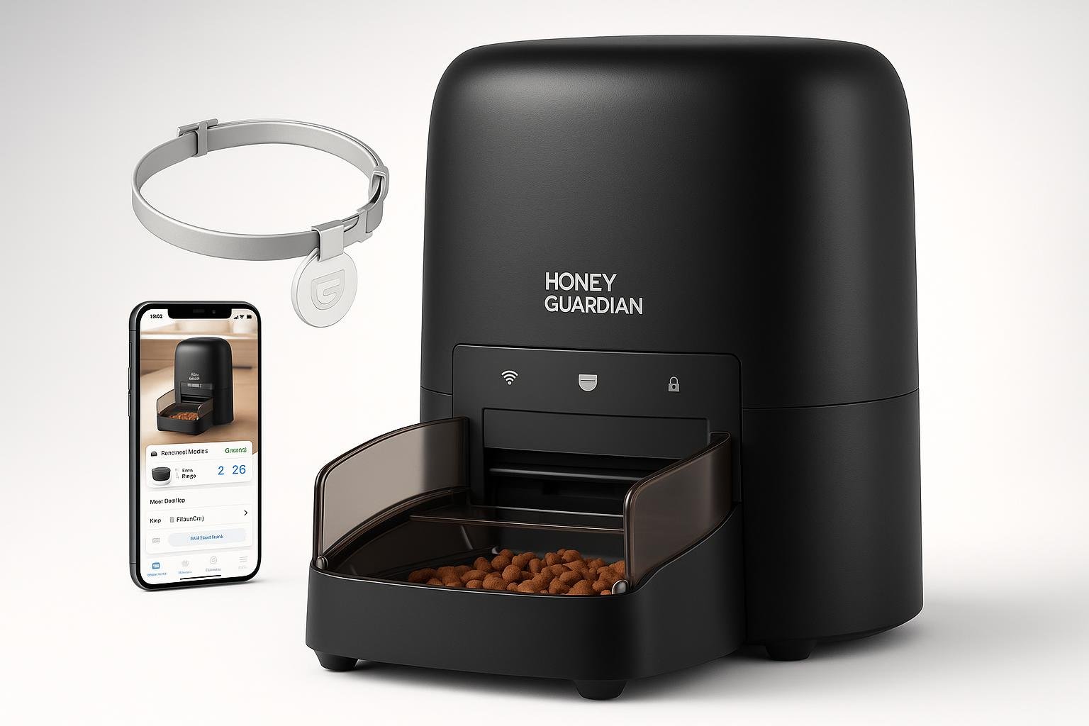 HoneyGuaridan distributore automatico per gatti con WiFi e RFID, in offerta su Amazon per una gestione smart dei pasti