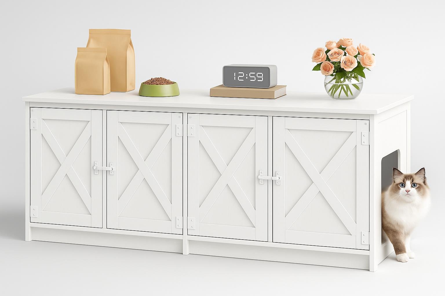 Mobile lettiera Hzuaneri per due gatti, occasione Amazon per nascondere la toilette con stile