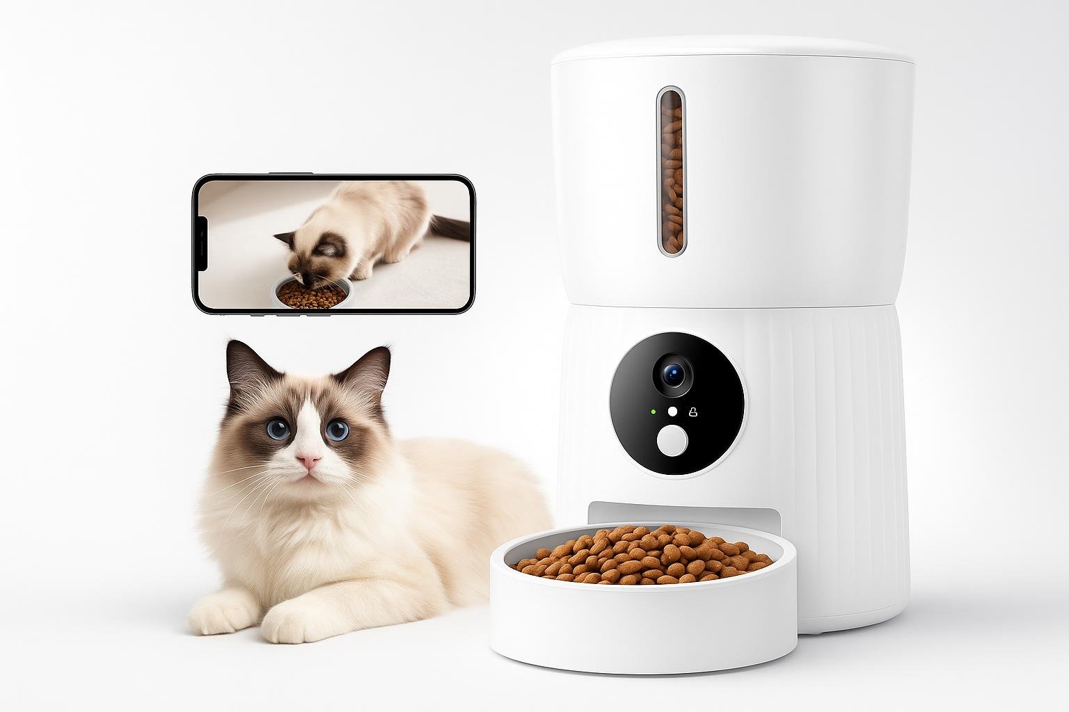 Faroro distributore automatico per gatti con videocamera: controllo dei pasti anche quando sei fuori casa