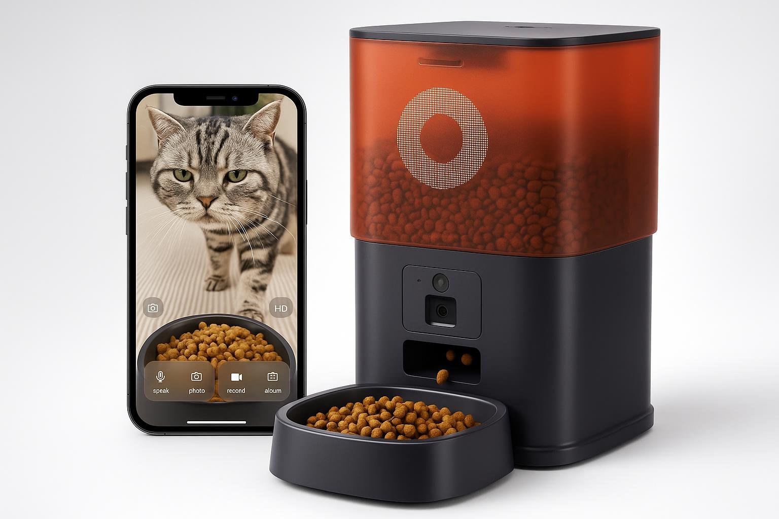 Distributore automatico cibo gatti con telecamera HD, l’accessorio smart per chi è spesso fuori casa
