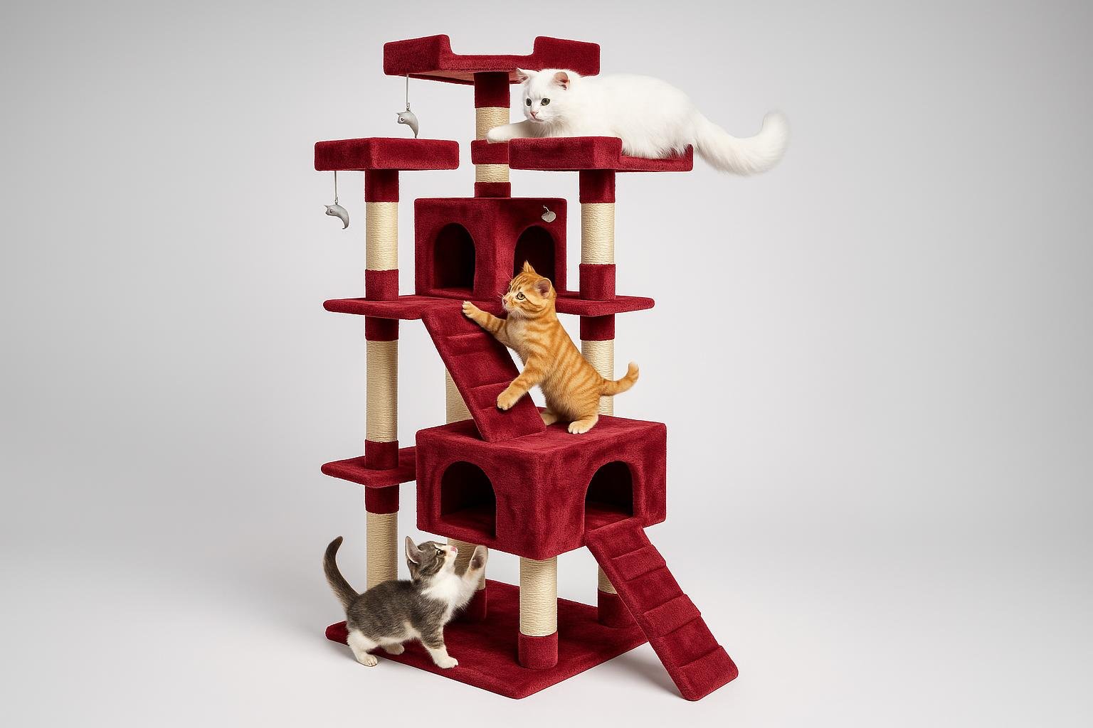 AQPET tiragraffi XXL 170 cm, l’albero gioco completo per gatti che vivono in appartamento