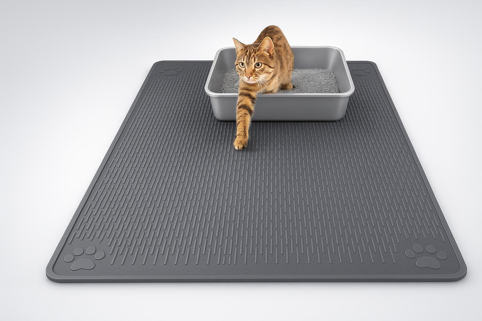 Tappetino assorbente davanti alla lettiera del gatto: come scegliere il modello giusto