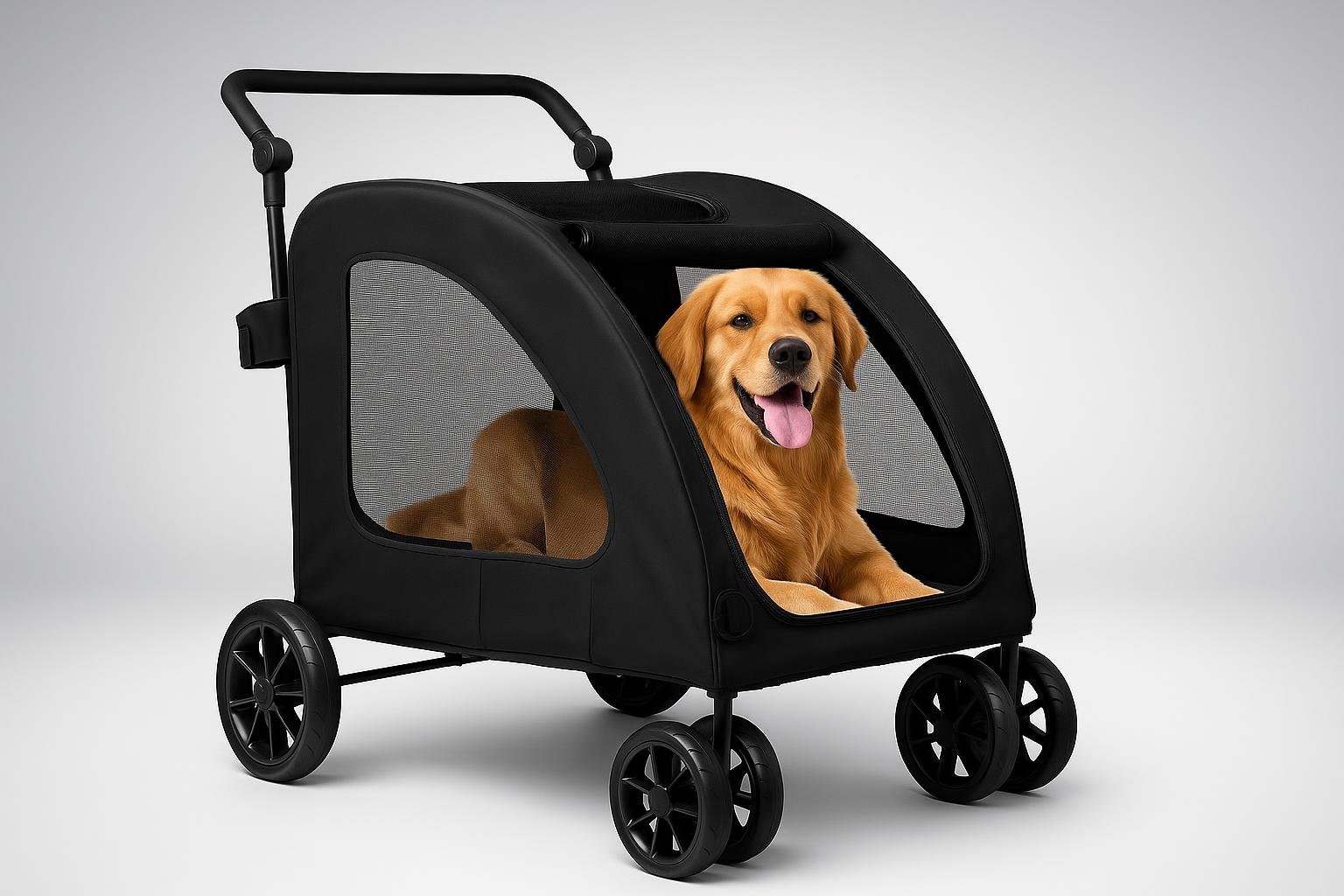 Passeggino pieghevole per cani di taglia media e grande: il modello nero in sconto su Amazon