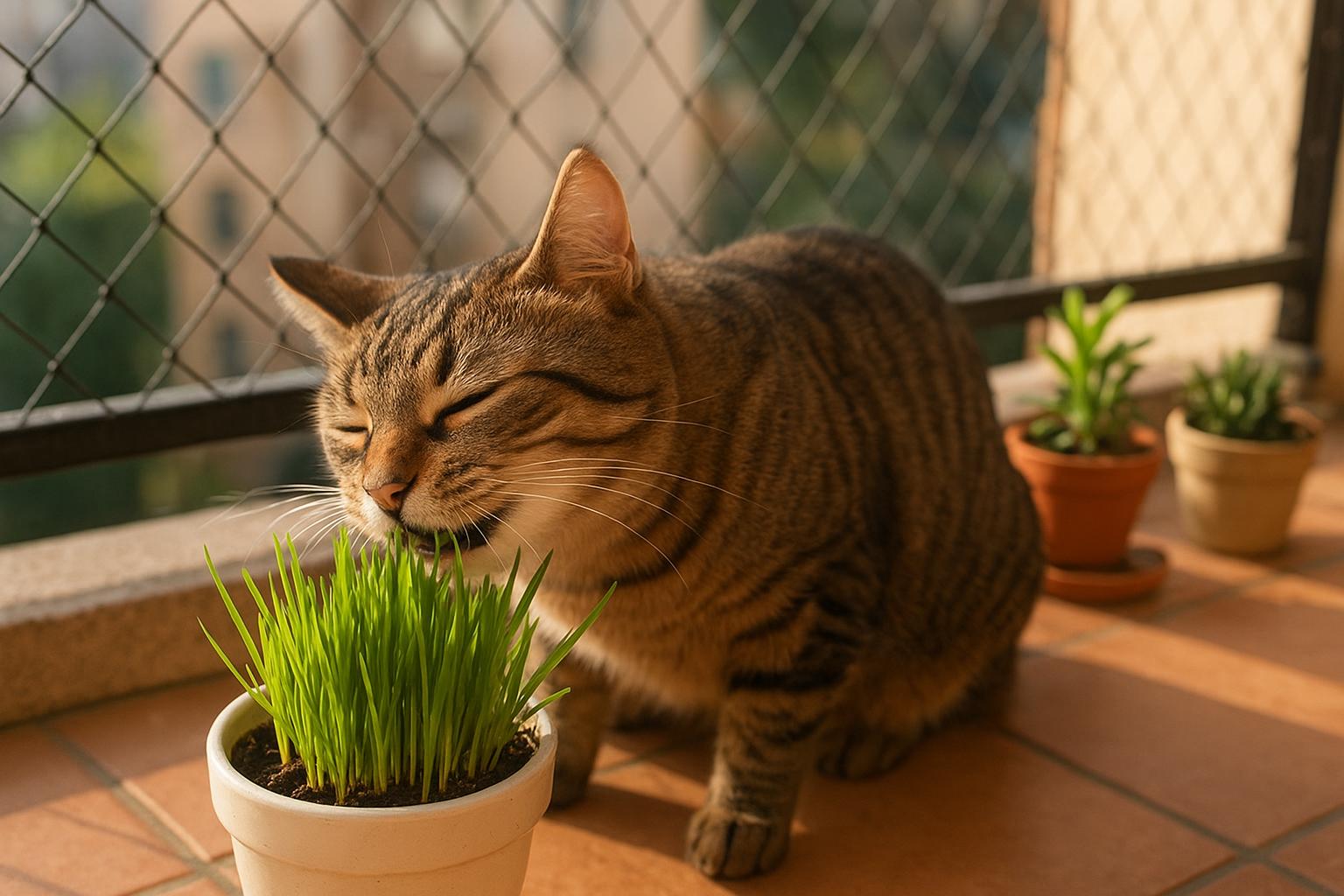 Gatto che mangia l’erba: quali tipi scegliere e quando i morsi alle piante sono un campanello d’allarme