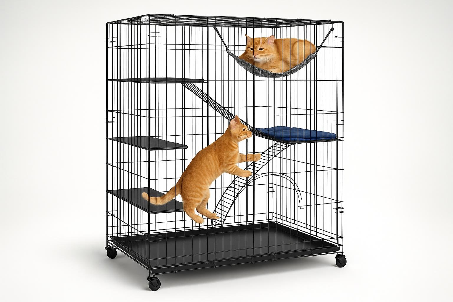 PawHut gabbia per gatti grande a 4 livelli: il recinto con ruote ideale per chi ha poco spazio