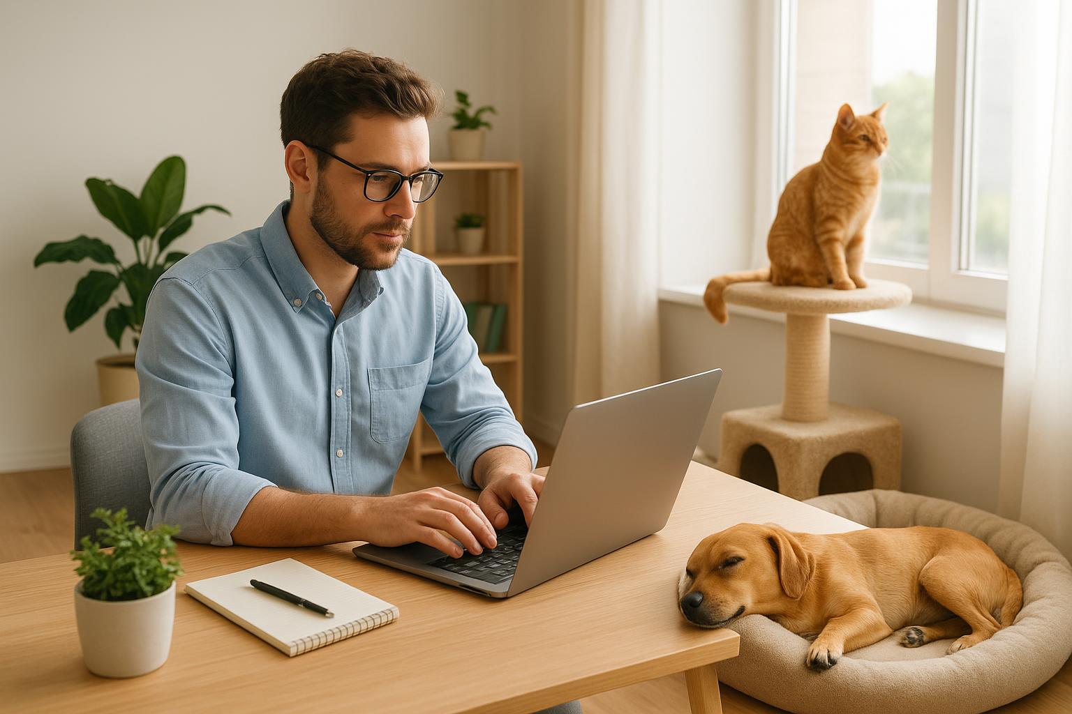 Vivere con un pet e fare smart working ibrido: routine flessibili senza confondere cane e gatto