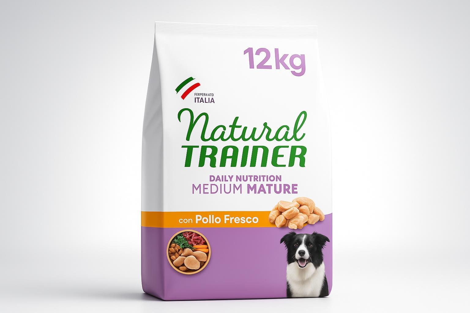 Natural Trainer Medium Maturity al pollo 12 kg: secco completo per cani maturi di taglia media
