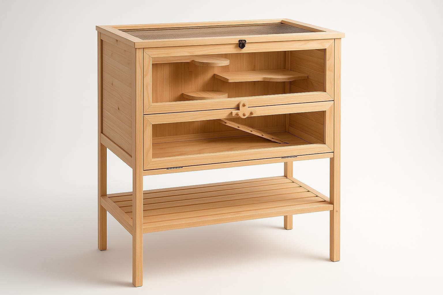 tectake gabbia XXL in legno per conigli e piccoli roditori: habitat verticale salvaspazio per interno