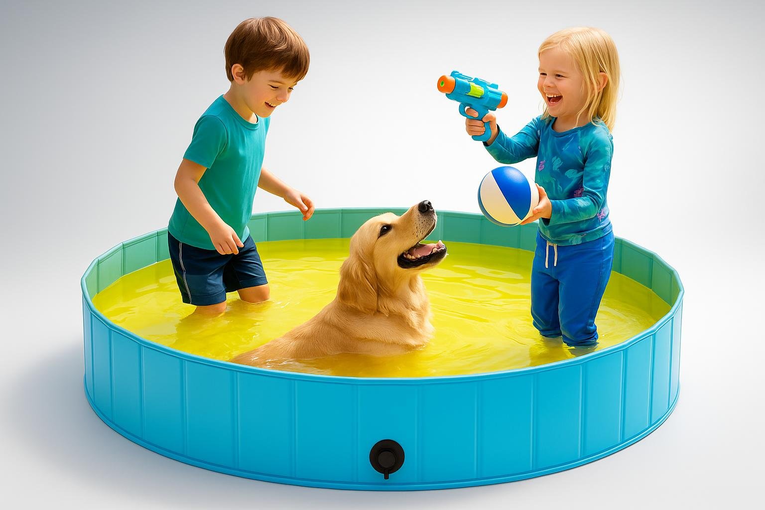 Piscina pieghevole Pourbibi per cani grandi, gioco estivo sicuro in giardino e in terrazzo