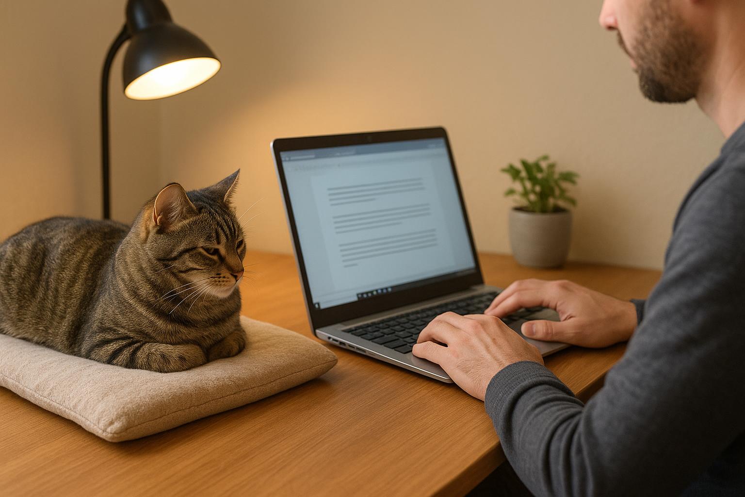Gatto che ruba il posto sul computer: come conciliare smart working e bisogno di contatto