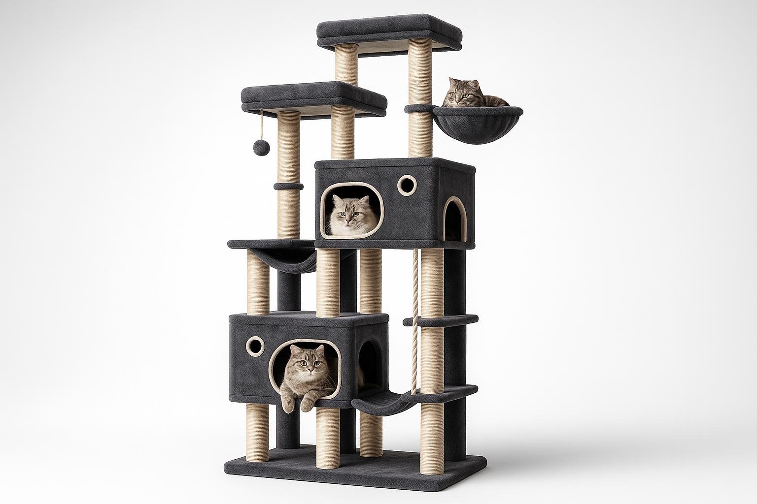Albero tiragraffi Hzuaneri 213 cm per gatti grandi: torre extra alta in sconto su Amazon