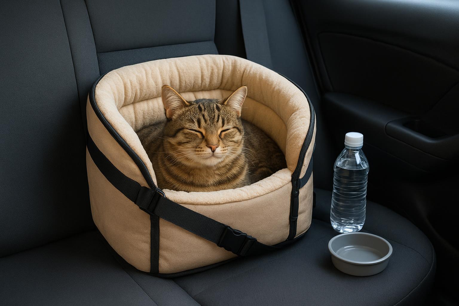 Gatto e viaggio in auto di molte ore: pianificare tappe, acqua e uso del trasportino