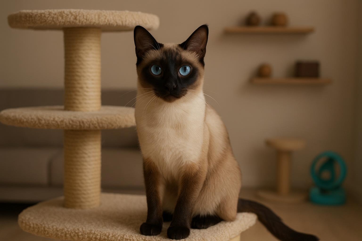 Gatto siamese moderno: vocalizzi, interazione continua e arricchimento ambientale
