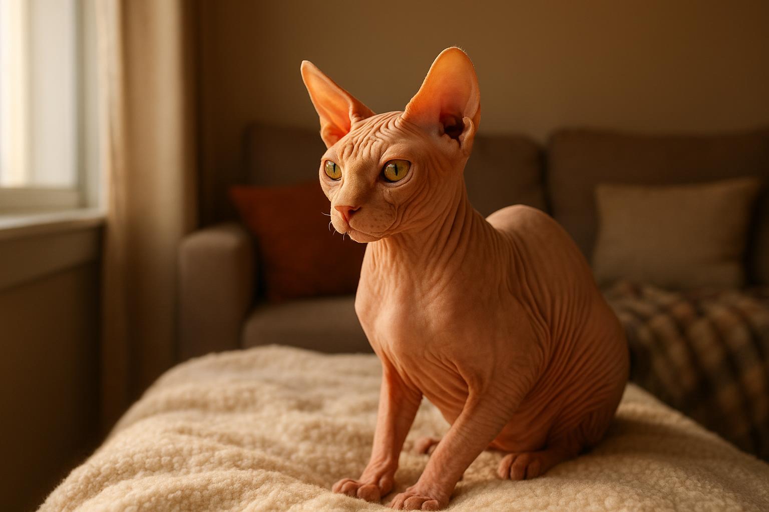 Gatto senza pelo (sphynx e simili): cura della pelle, temperatura e vita in casa