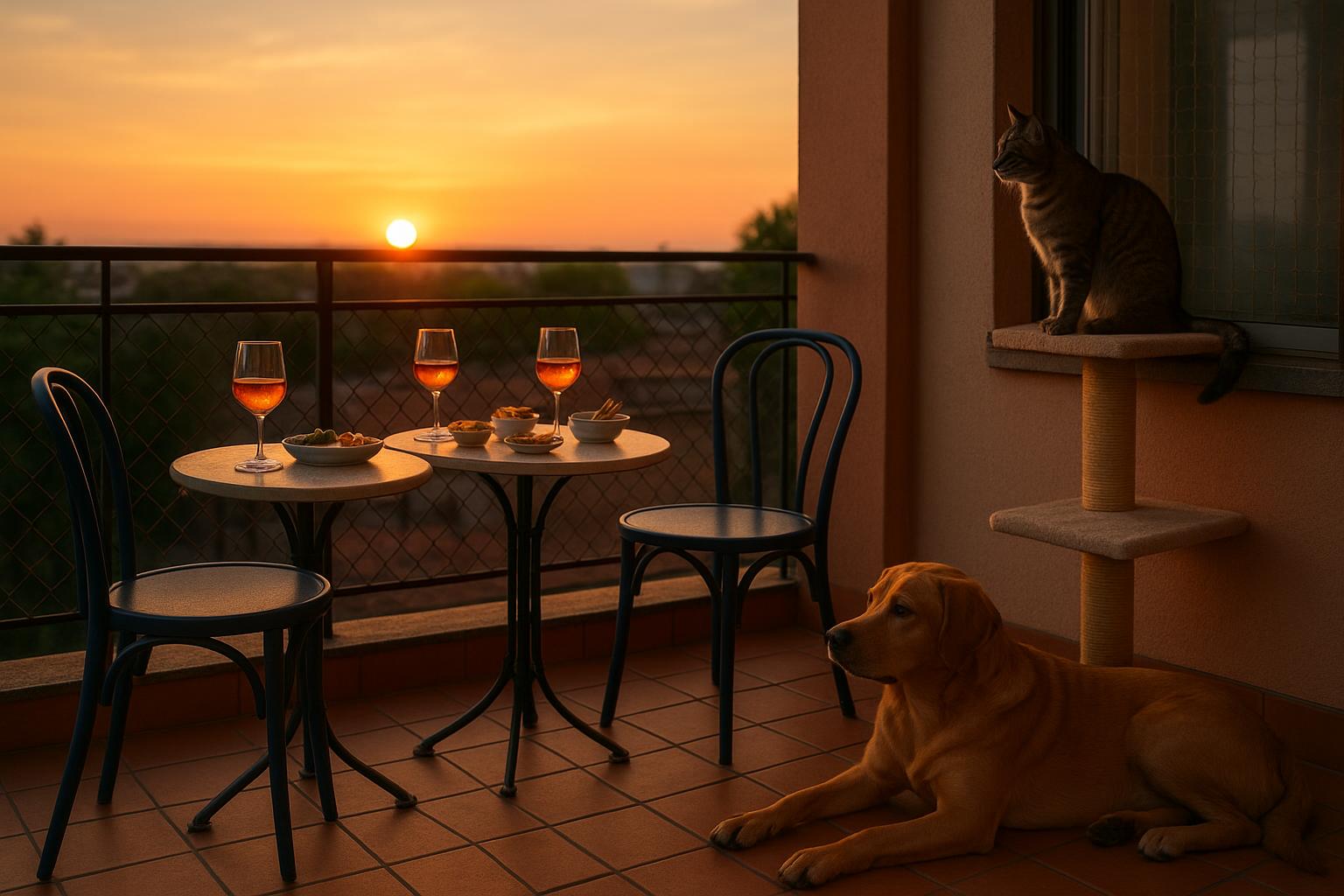 Animali domestici e ospiti estivi: come gestire aperitivi in terrazza con cane e gatto