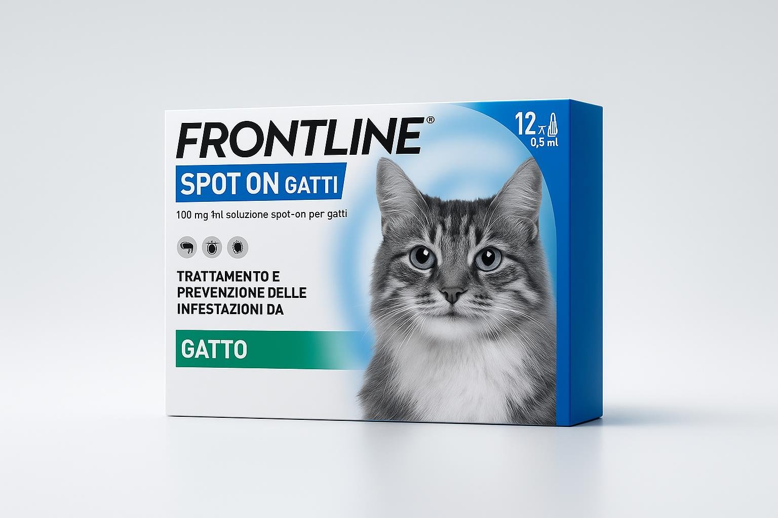 FRONTLINE Spot On gatto, 12 pipette: protezione antiparassitaria di lunga durata per gatti indoor e outdoor