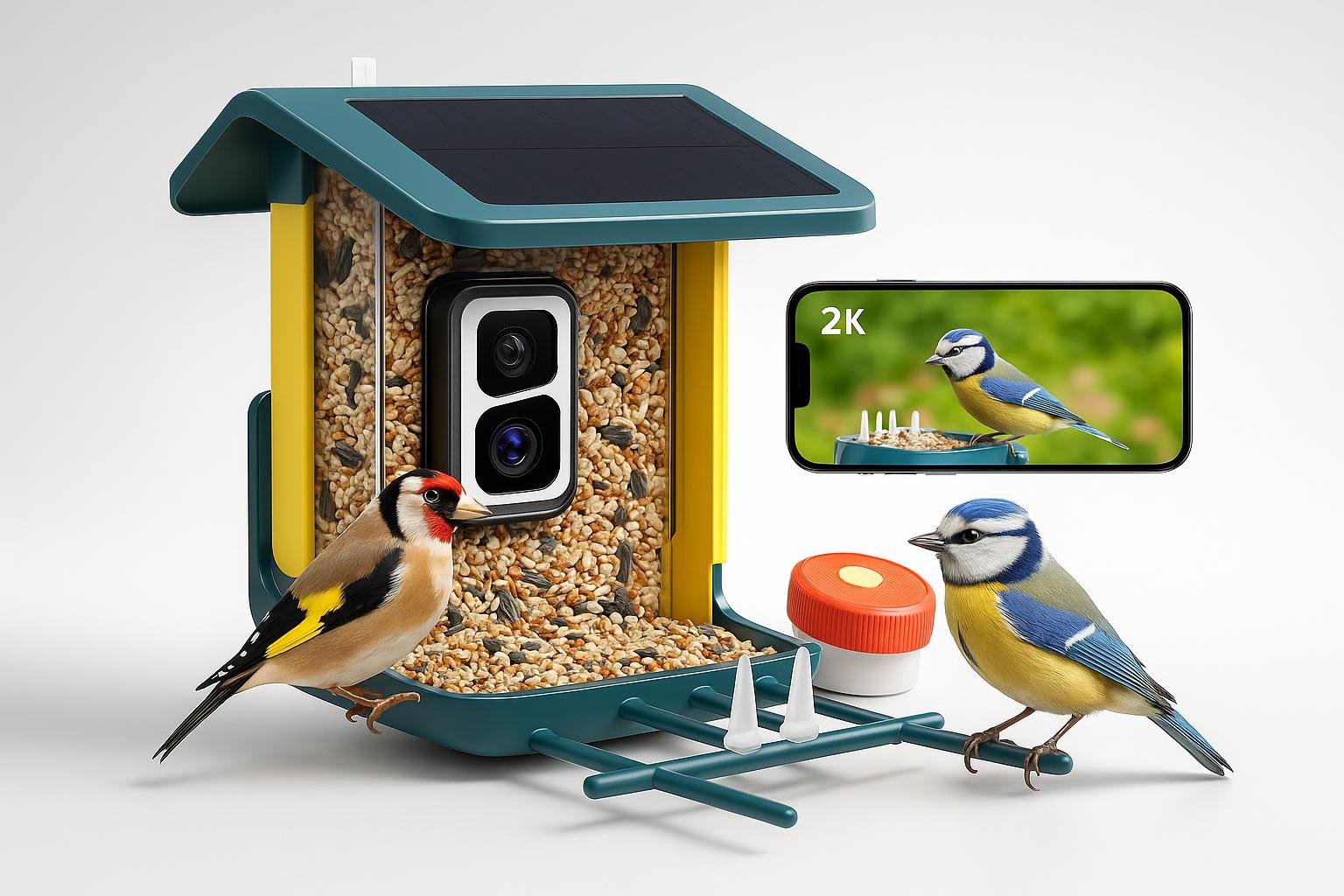 Mangiatoia intelligente per uccelli con fotocamera 2K Nafnti: birdwatching da balcone per tutta la famiglia