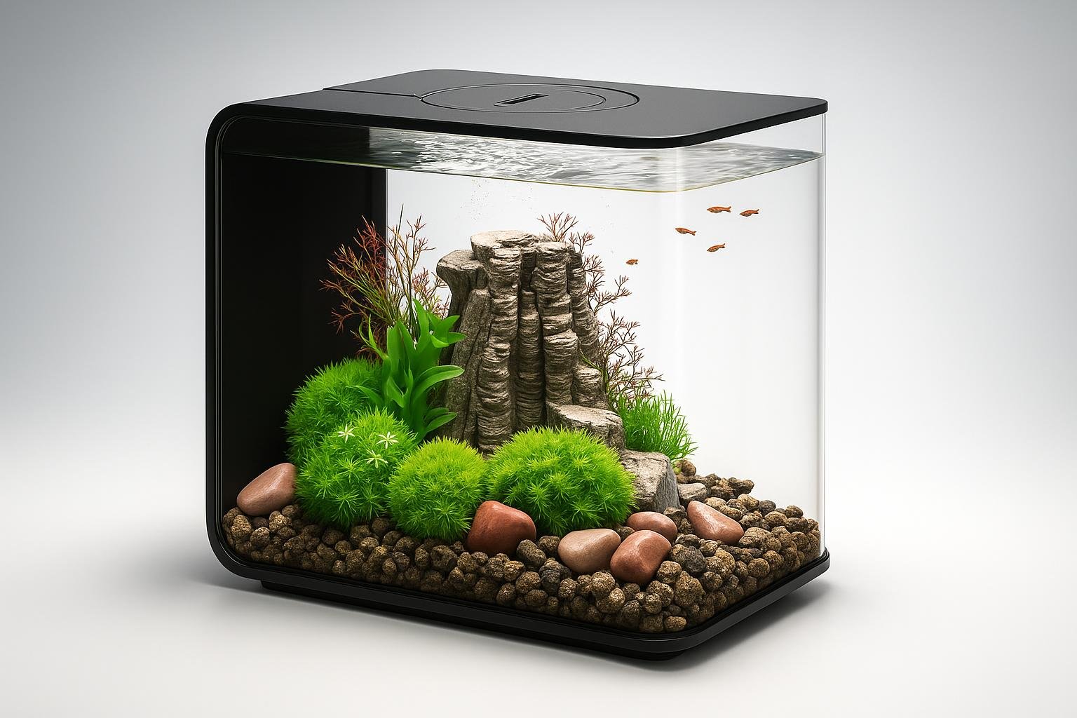 Biorb Flow 30 LED nero: mini acquario di design per iniziare con i pesci in poco spazio
