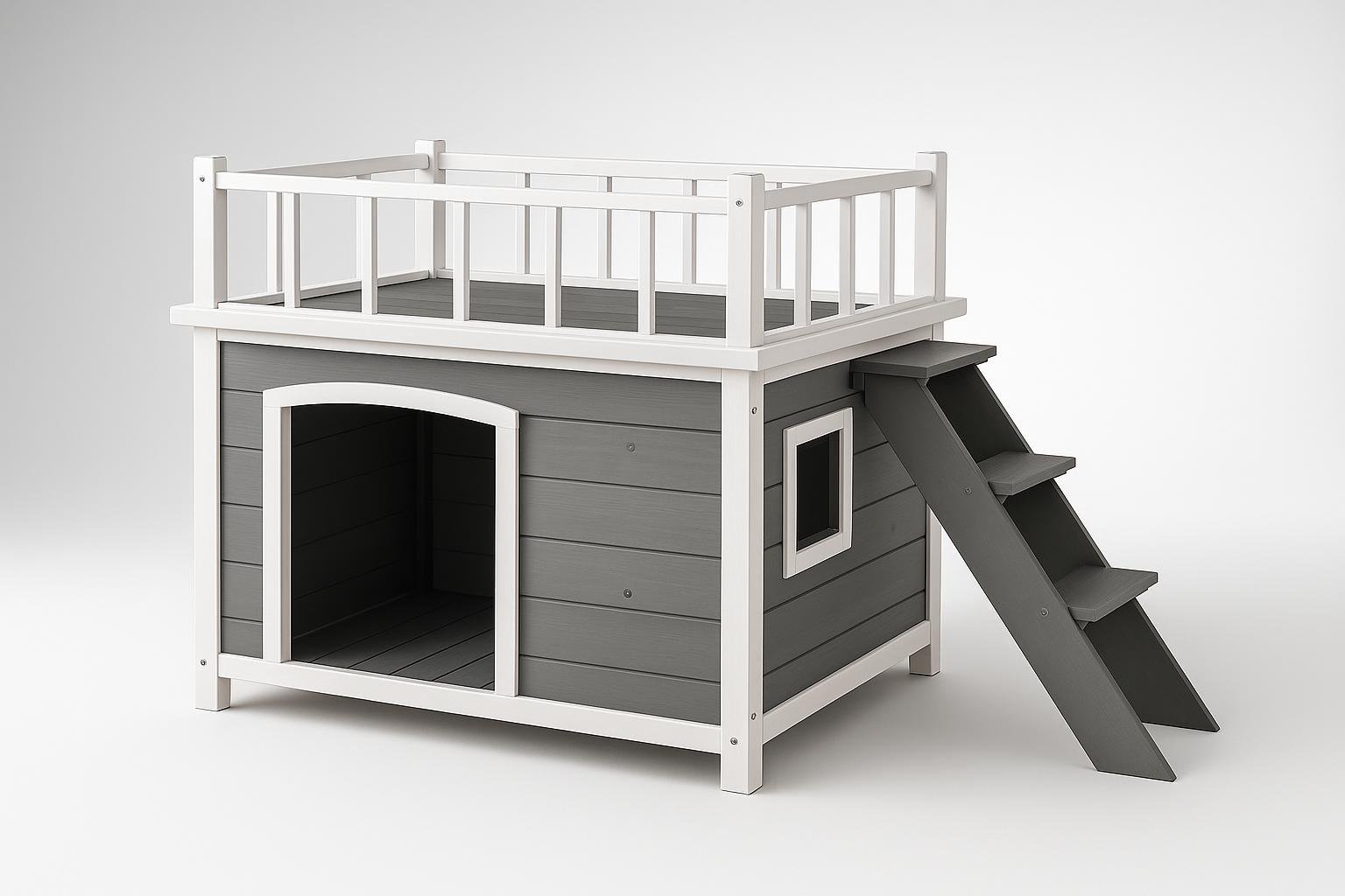 Pawhut casetta per cani con terrazza: cuccia da esterno in legno per cani di piccola e media taglia