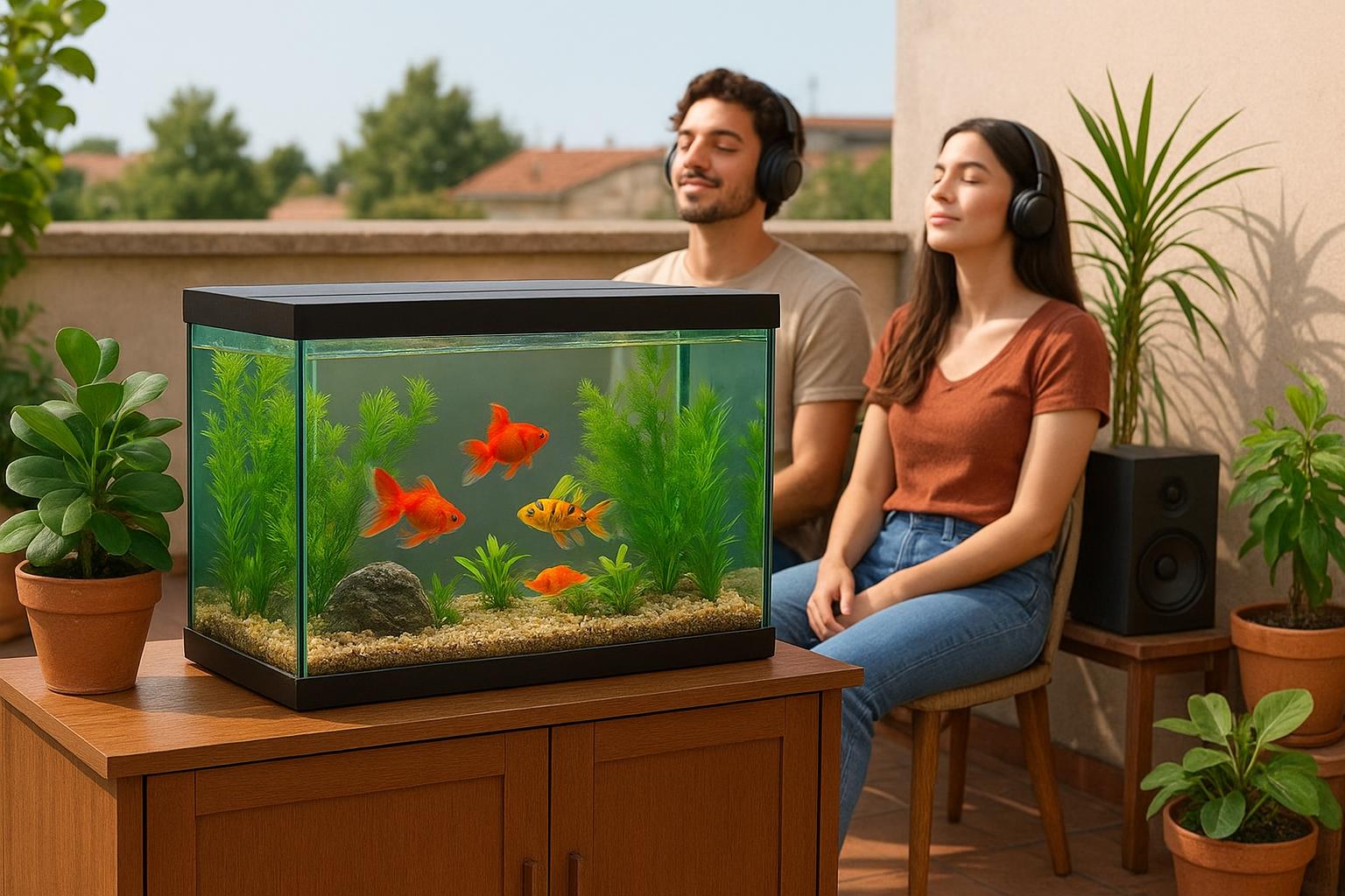 Pesci e rumori estivi in terrazza: musica, vibrazioni e spostamento dell’acquario