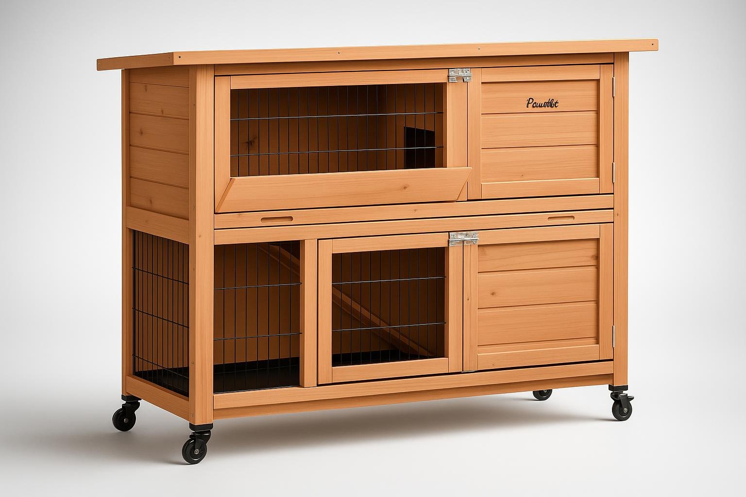 PawHut conigliera in legno a 2 livelli con ruote, la casetta mobile perfetta per conigli e cavie in offerta su Amazon