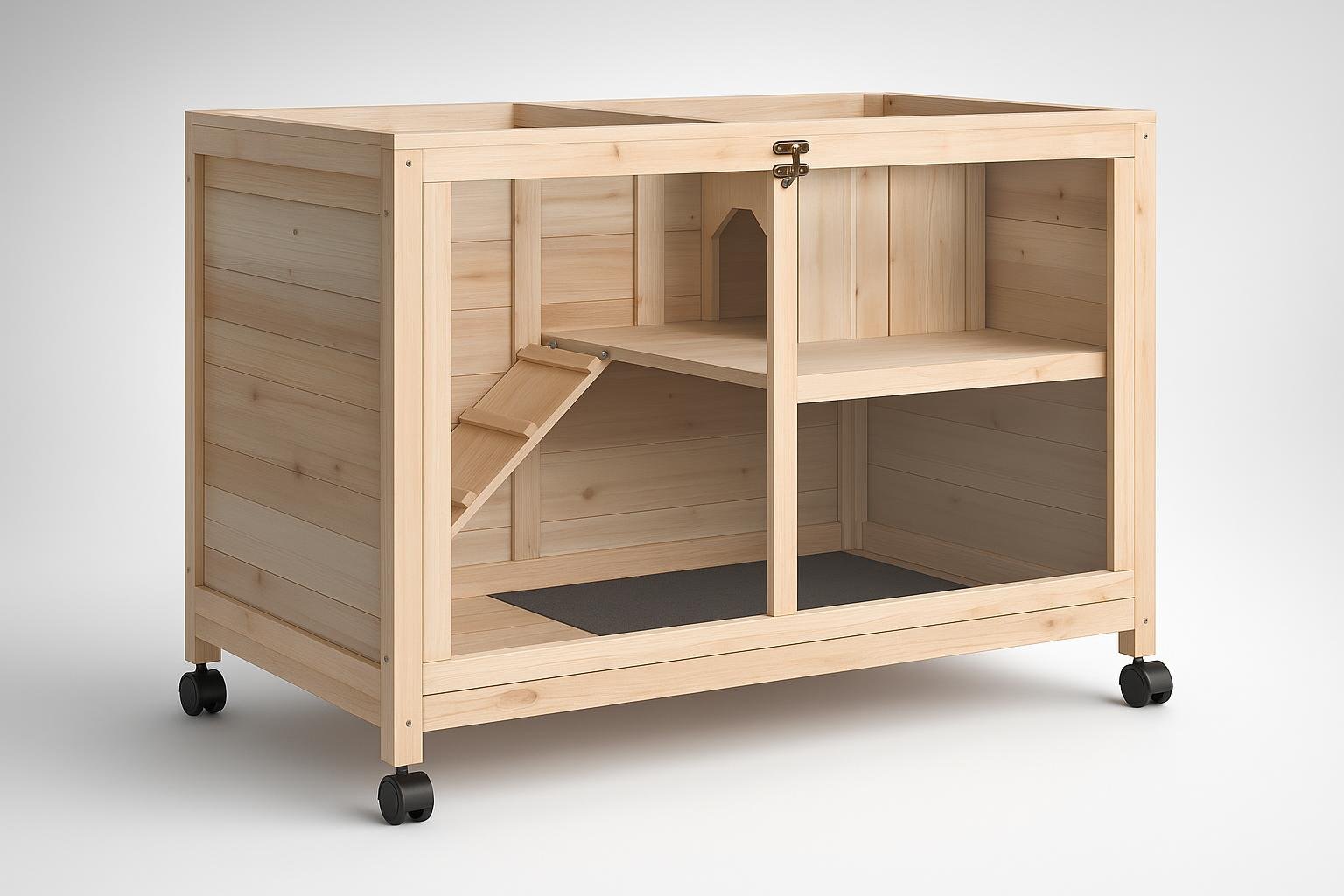 PawHut conigliera in legno a 2 livelli: soluzione compatta per conigli e cavie in balcone o piccolo giardino