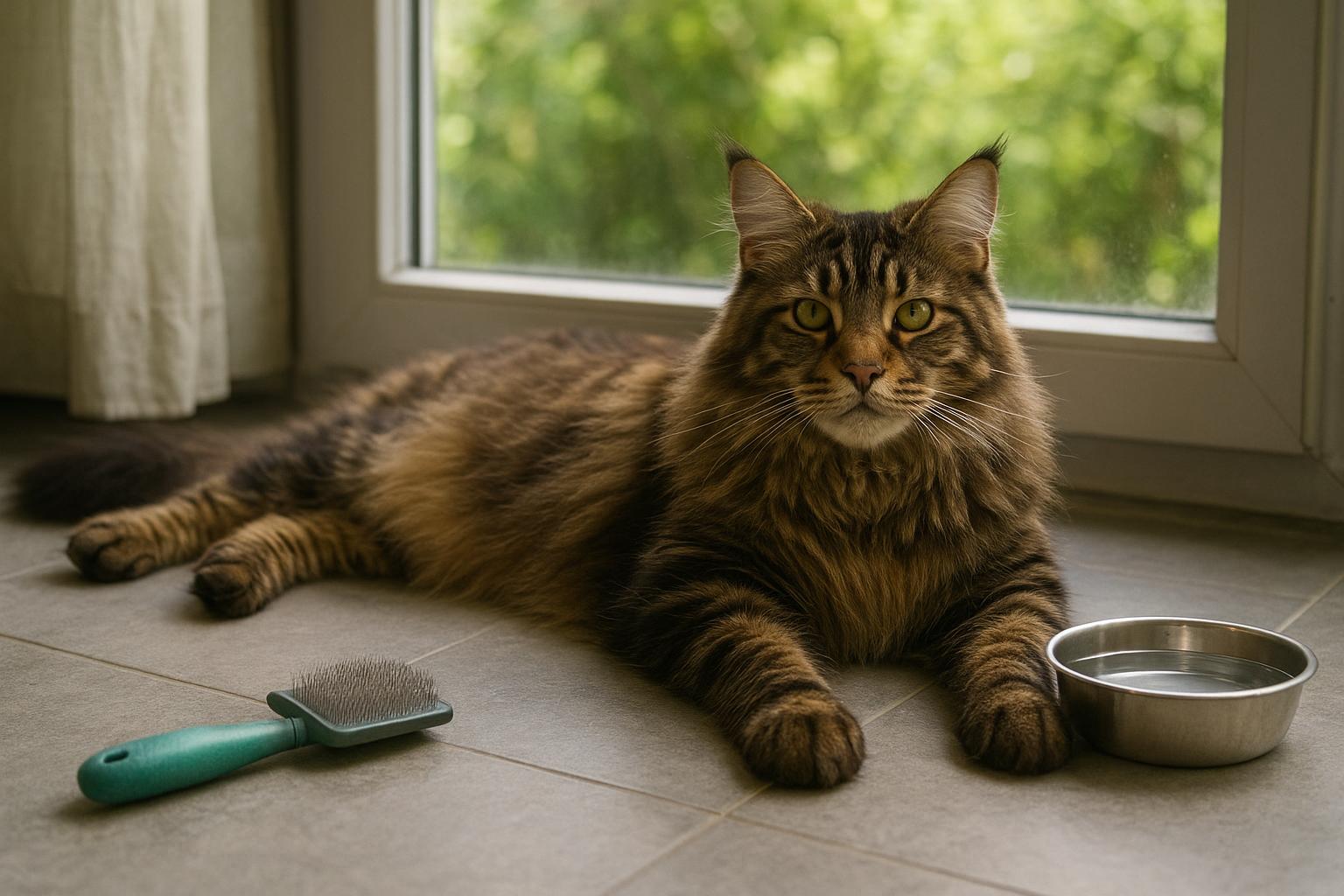 Maine coon e estate: adattare toelettatura e gioco a un gigante peloso