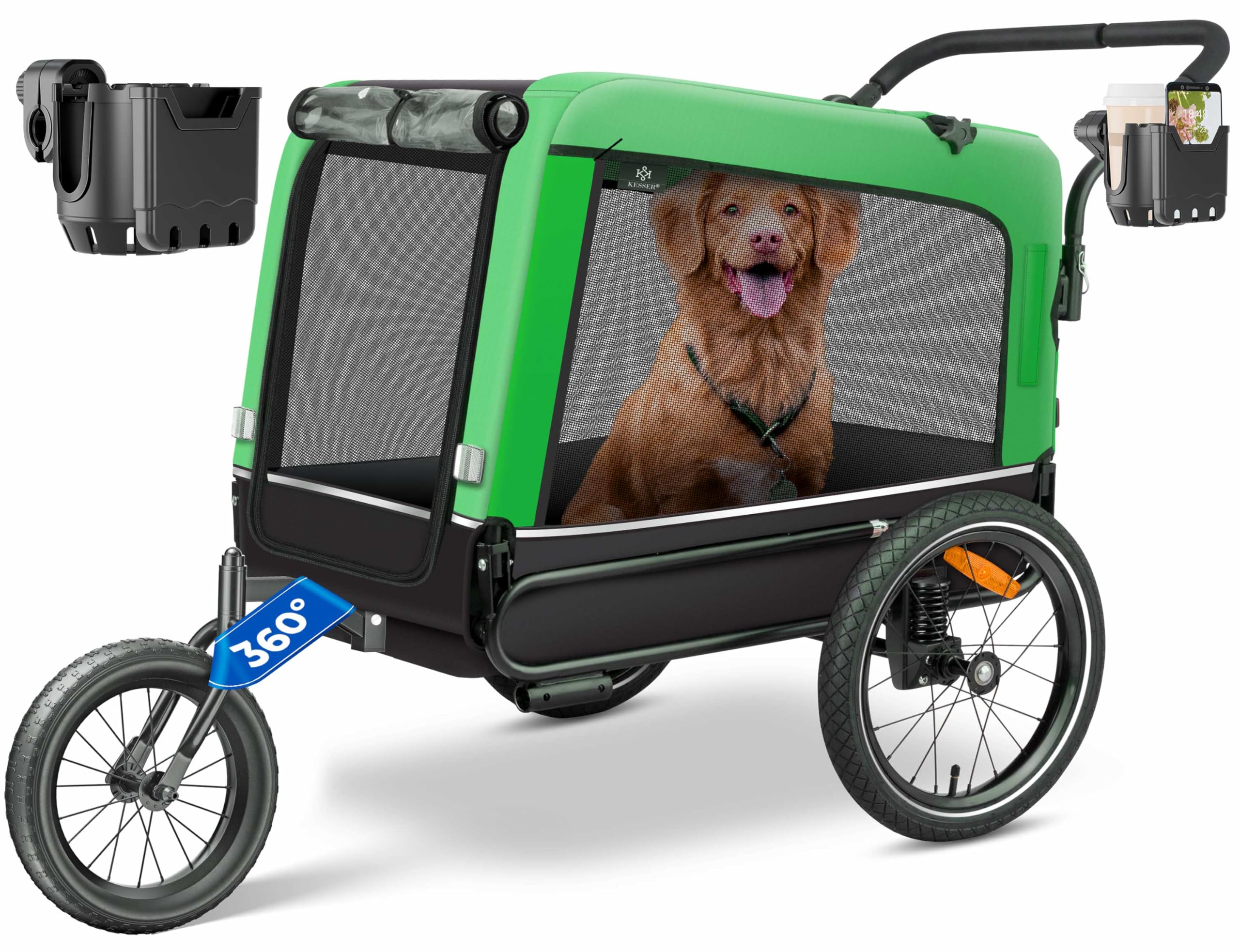 Rimorchio per cani KESSER Boxer 3-in-1, prezzo top su Amazon per bici e passeggiate outdoor