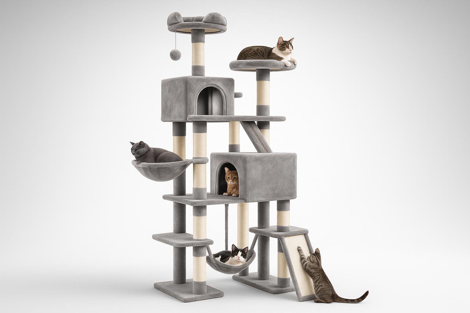 Yaheetech albero tiragraffi da 209 cm per gatti, maxi playground verticale in sconto su Amazon