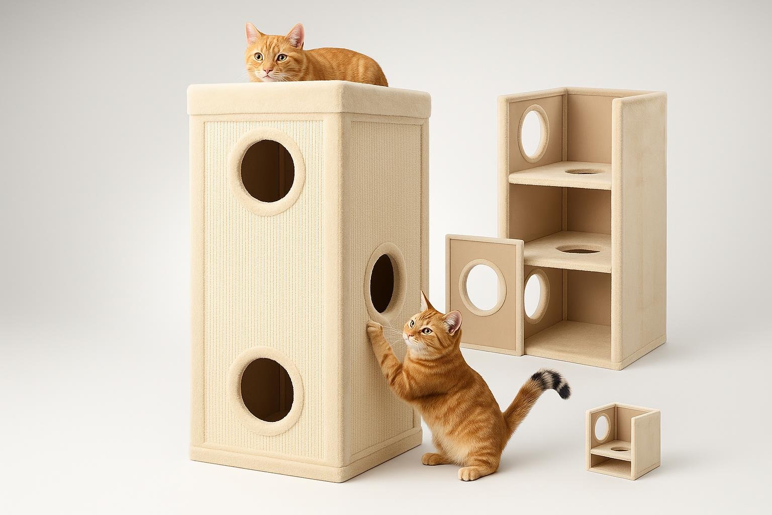 SOARS tiragraffi a torre per gatti 99 cm in offerta su Amazon, un albero compatto con tre grotte e tubo extra stabile