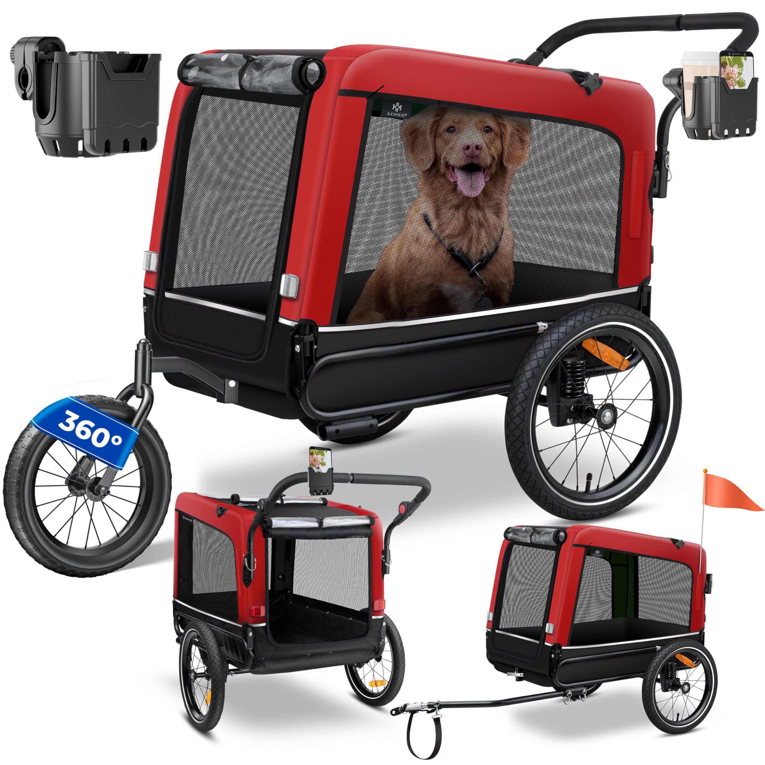 Rimorchio per cani KESSER Boxer 3-in-1, occasione su Amazon per chi ama bici, jogging e passeggiate lunghe