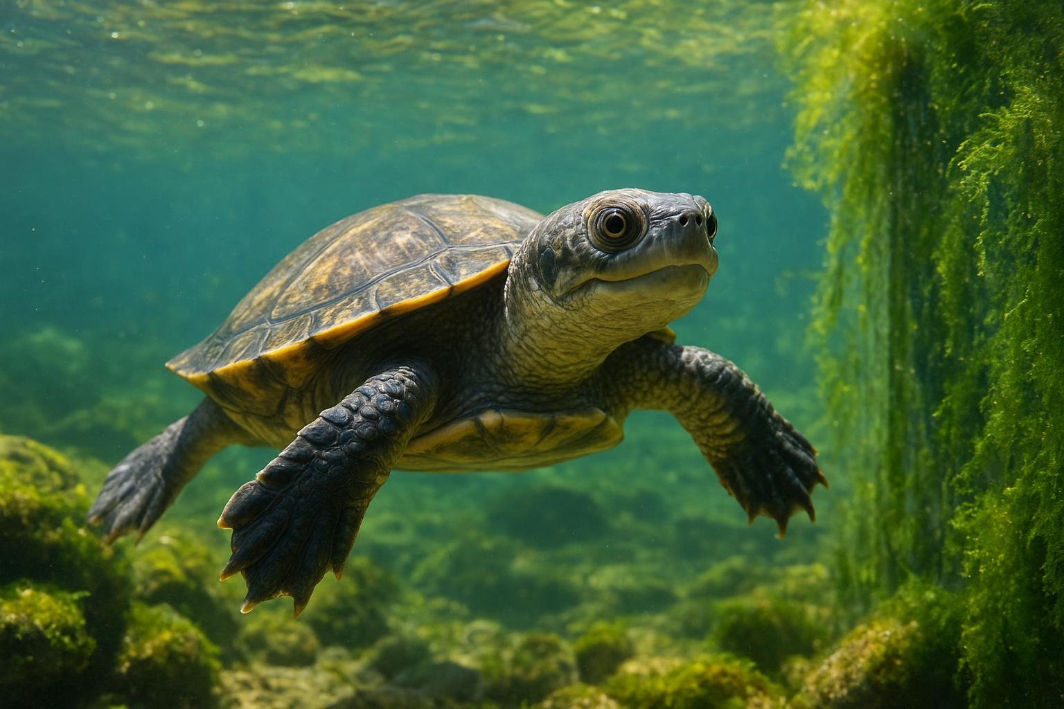 Tartarughe acquatiche e alghe estive: quando sono un problema e quando no