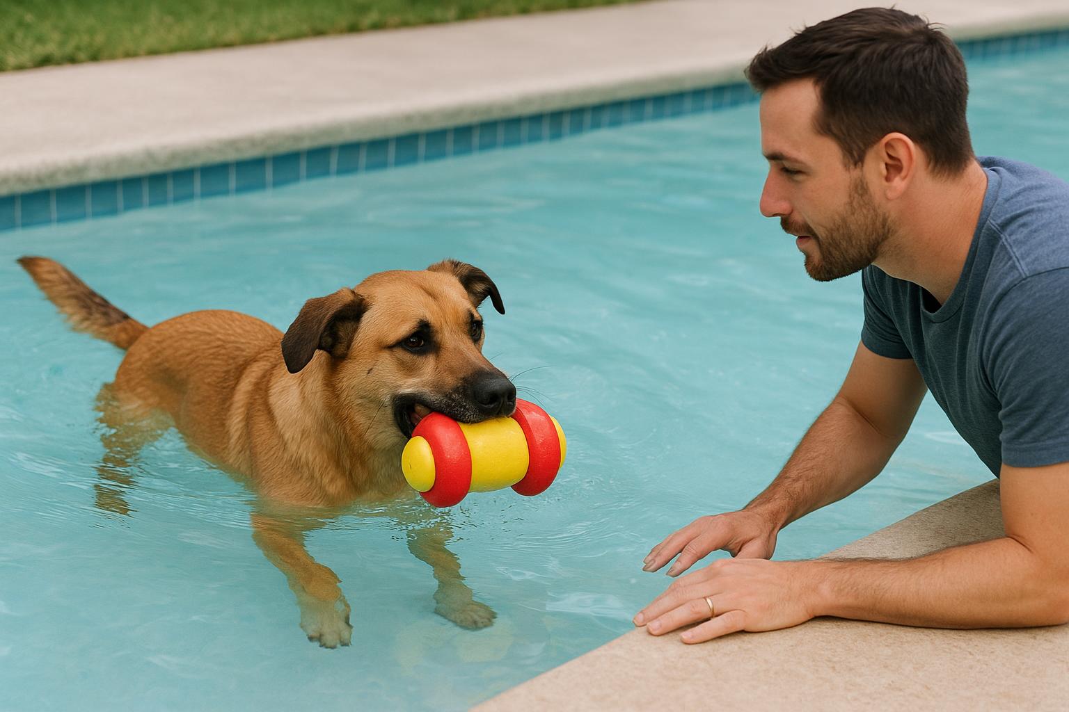 Cane e giochi con palloni gonfiabili in piscina: sicurezza e autocontrollo