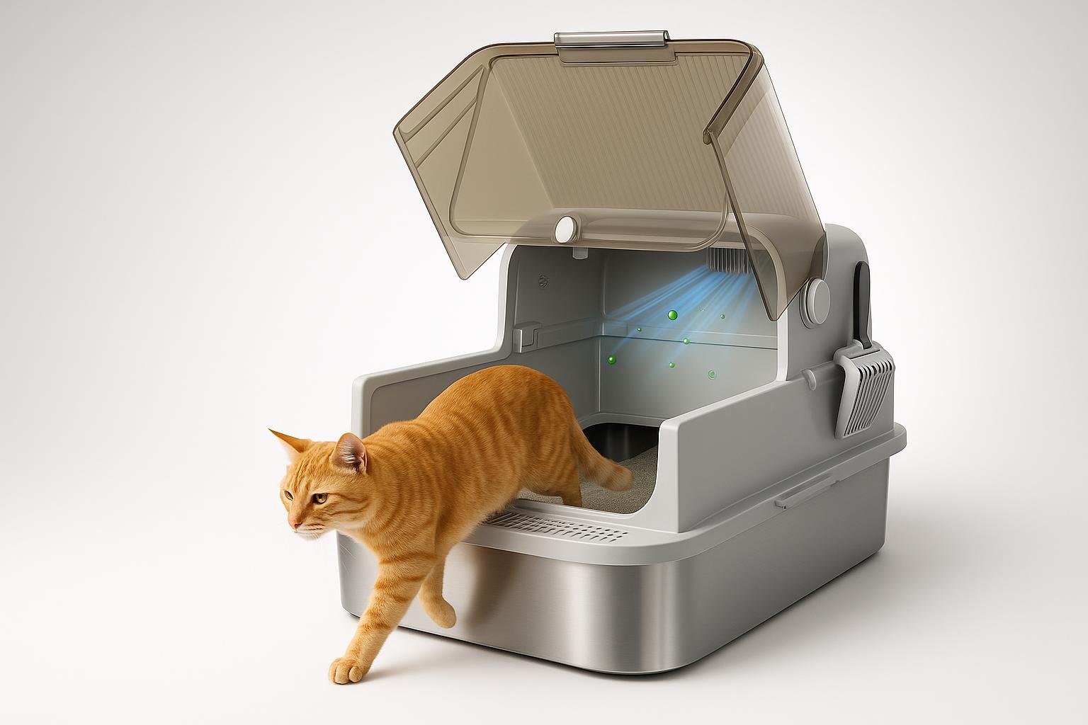 PawHut lettiera chiusa in acciaio inox da 52L: toilette per gatti grande, facile da pulire e antiodore in offerta su Amazon