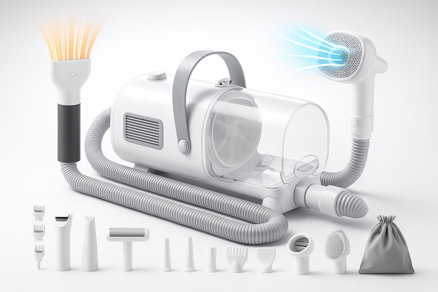 Pecute 7-in-1 aspirapolvere e asciugatore per cani a muta intensa, il kit grooming completo in forte sconto su Amazon