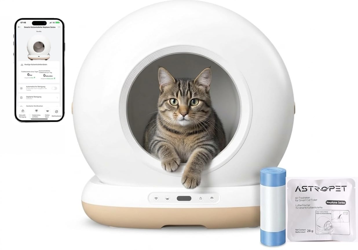 AstroPet Neptune, lettiera per gatti autopulente XXL con controllo app: il box smart in super offerta su Amazon