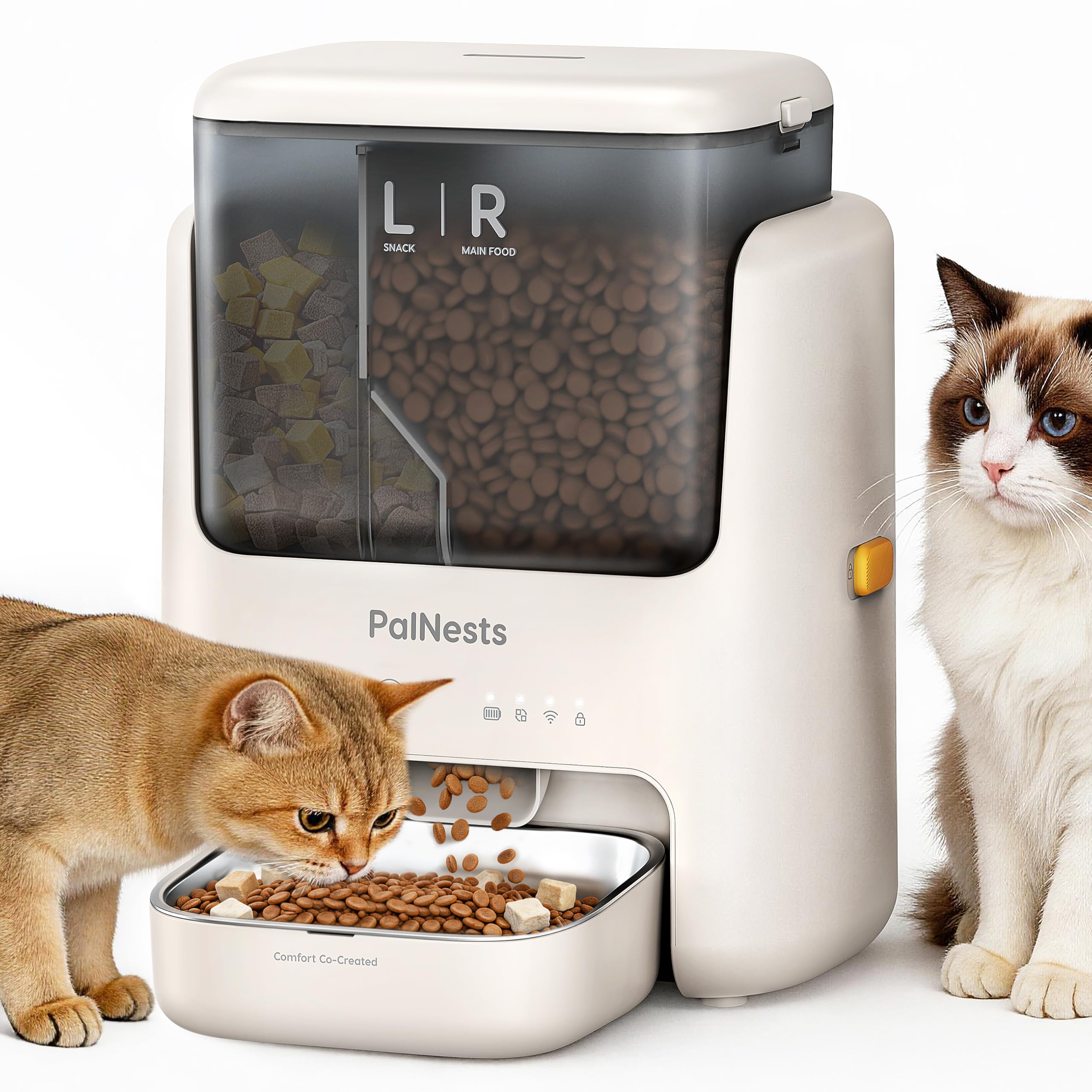PalNests distributore automatico di cibo 5L per cani e gatti, il mangime smart a doppio scomparto in evidenza su Amazon