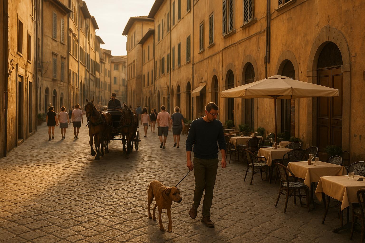 Passeggiare con il cane in centro storico: come gestire turisti, carrozze e locali affollati