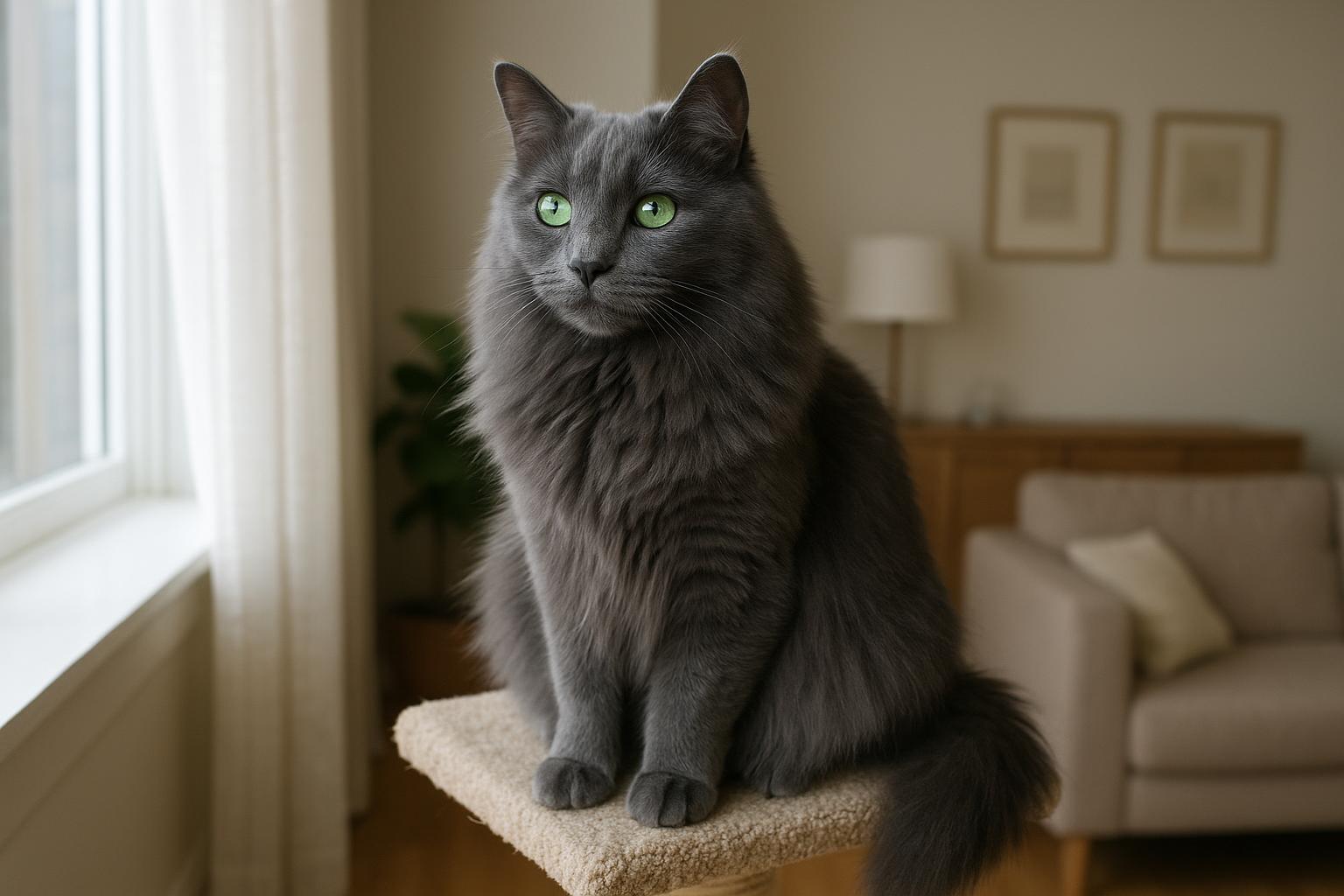 Gatto nebelung: il “blu” dal pelo semilungo tra carattere riservato e vita serena in appartamento