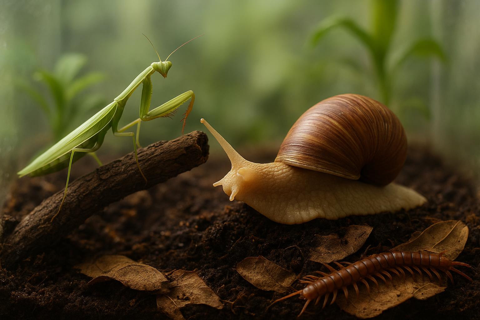 Piccoli invertebrati da compagnia: pro e contro di mantidi, chiocciole giganti e millepiedi per principianti