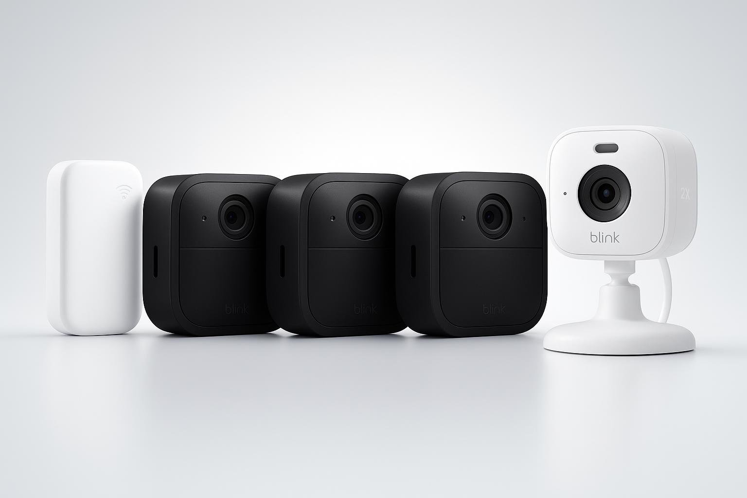 Videocamera Blink Outdoor 4 + Mini 2K+ Blink, kit ideale per controllare cane e gatto anche quando sei in vacanza